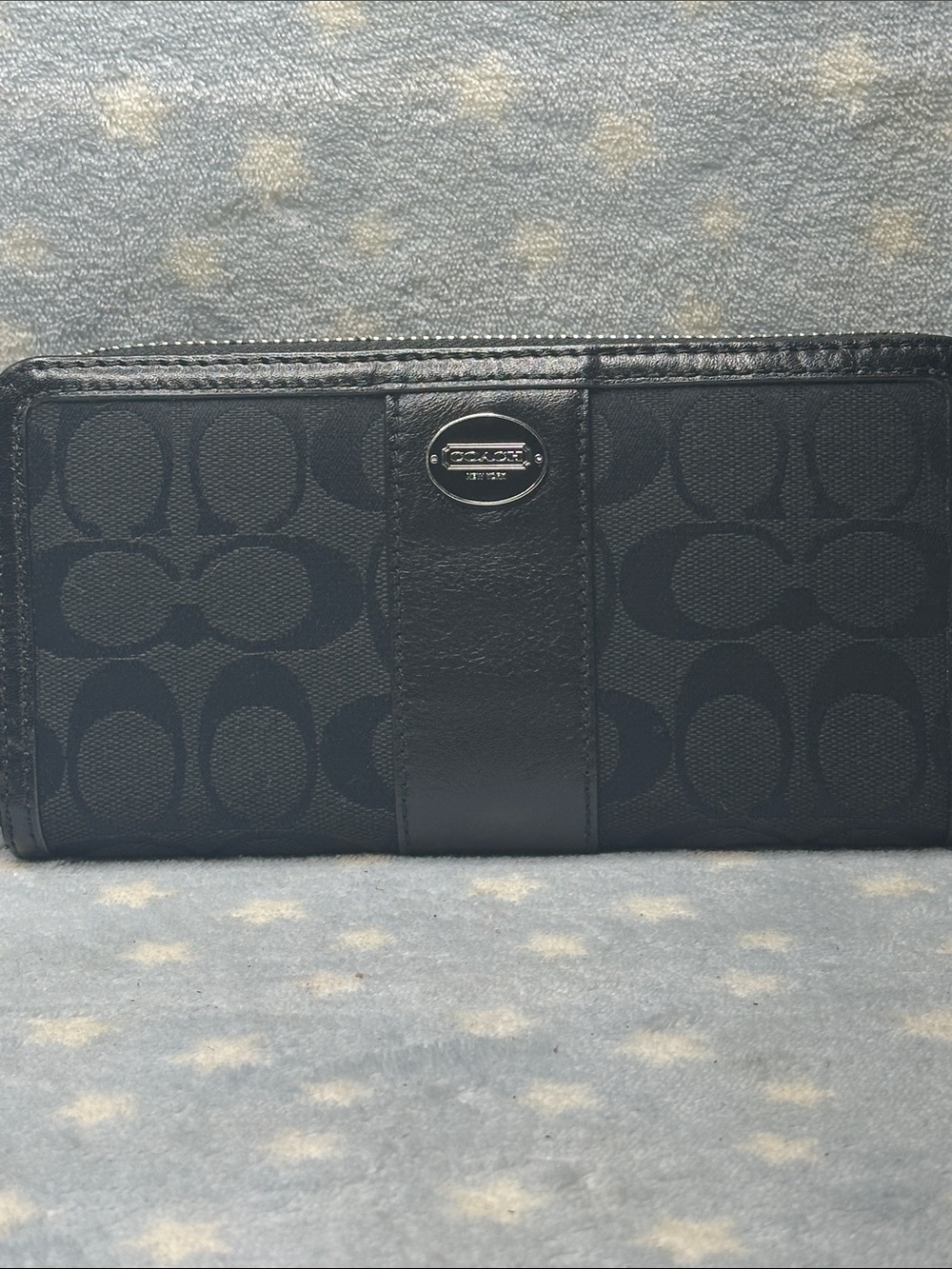 Coach Black Signature Continental Card Holder Wallet